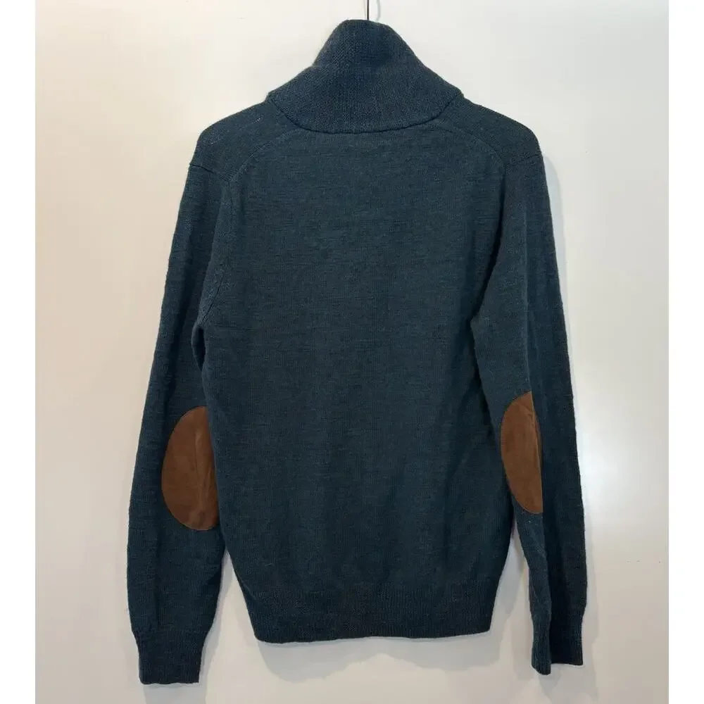 J. Crew Green Merino Wool Shawl Collar Sweater Mens Size‎ Large (1924)